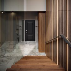 Ribbon-Wood Walnut in trap met led-verlichting