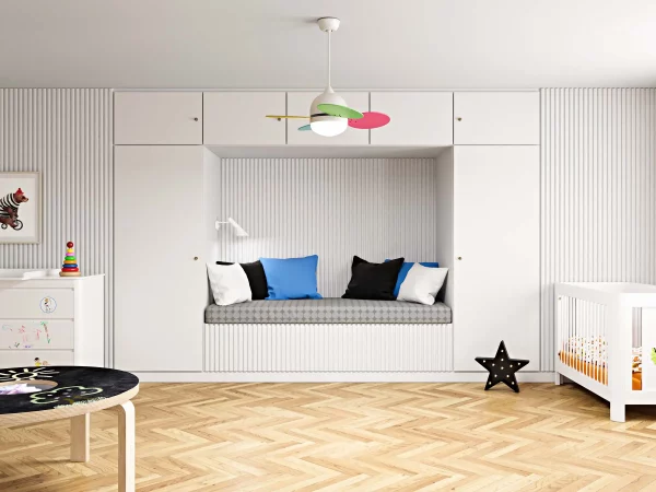 Childrens bedroom Ribbon Color White Aspen with White RecoSilent