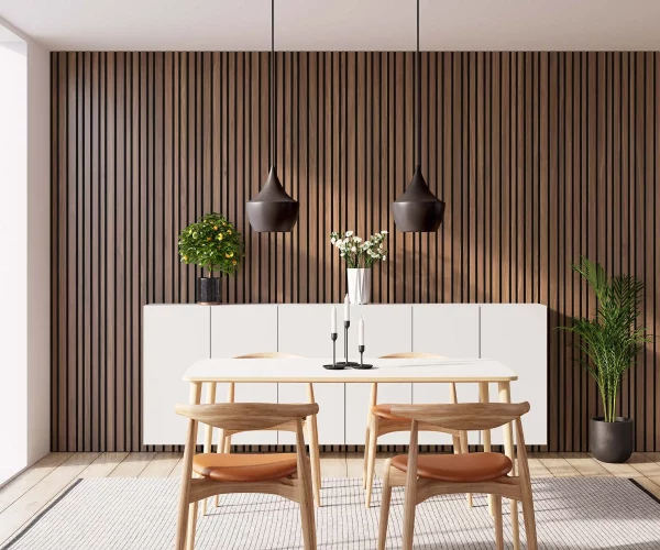Barcode Diamond Walnut with Black Recosilent in dining room