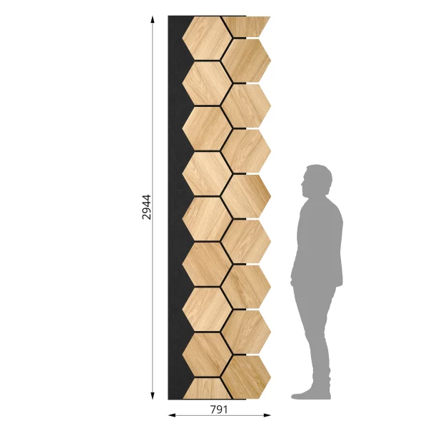 Ribbon-Hexagon Diamond Oak joint panel with dimensions