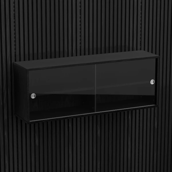 Brace wall cabinet Black Diamond Ash 1200 mm two sliding glass doors with Black Diamond Ash acoustic panels